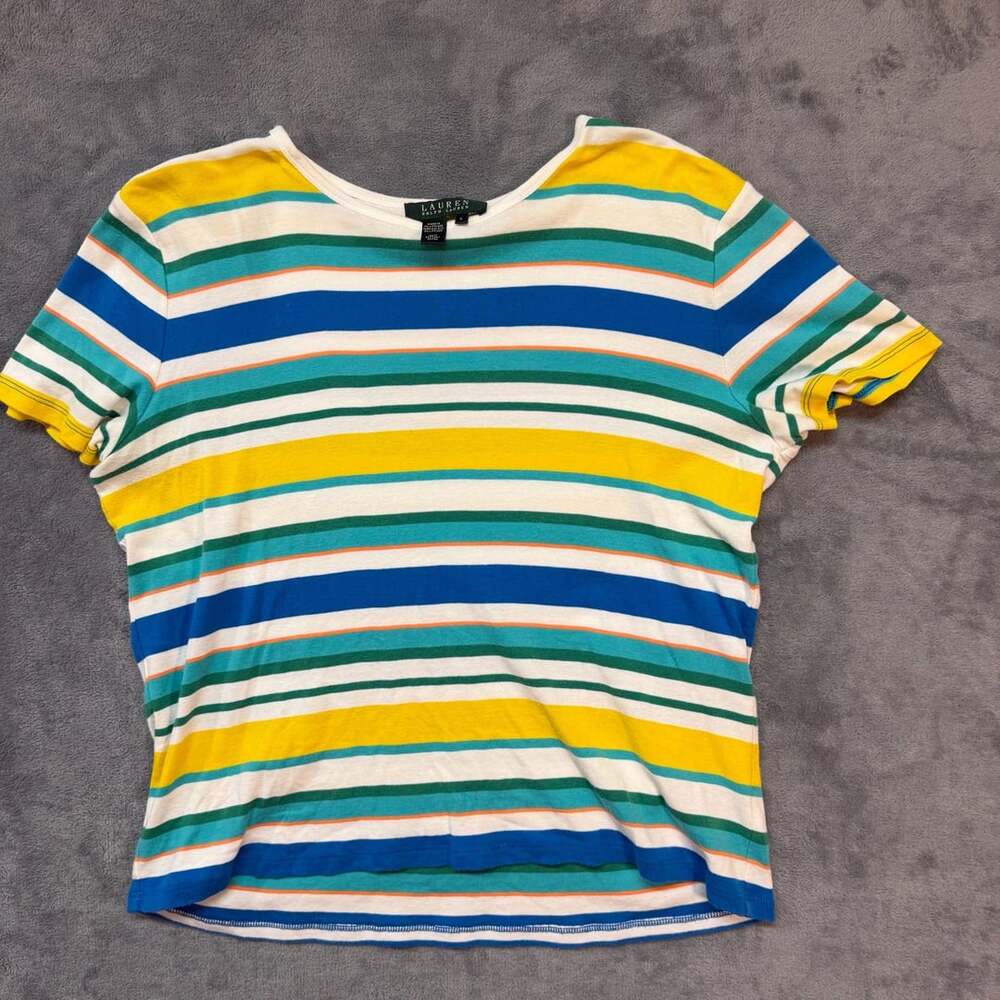 Large Lauren Ralph Lauren Striped Short Sleeve T-Shirt Size L Multicolor